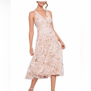 Women's 3D Floral Appliqué Midi Dress
